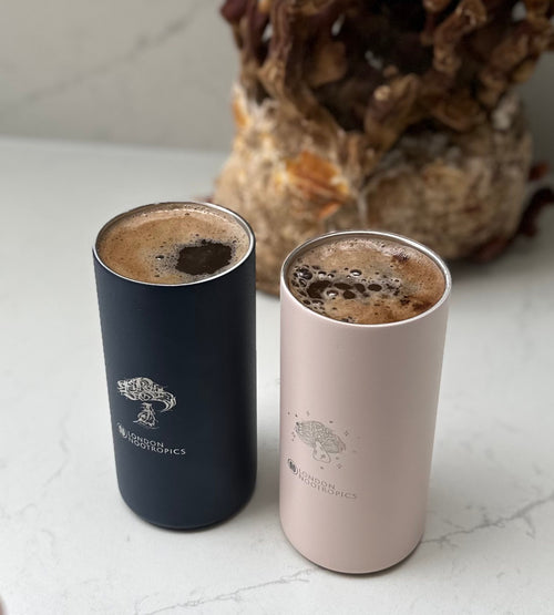 London Nootropics coffee cups by miir pink and blue