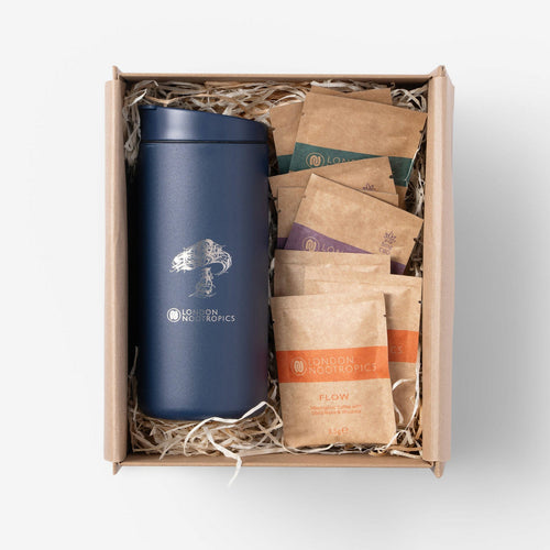 navy blue cup mushroom coffee gift box