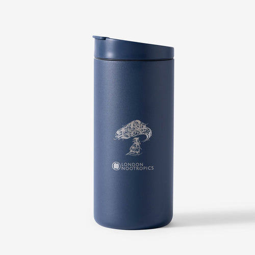 navy blue miir travel mushroom coffee cup